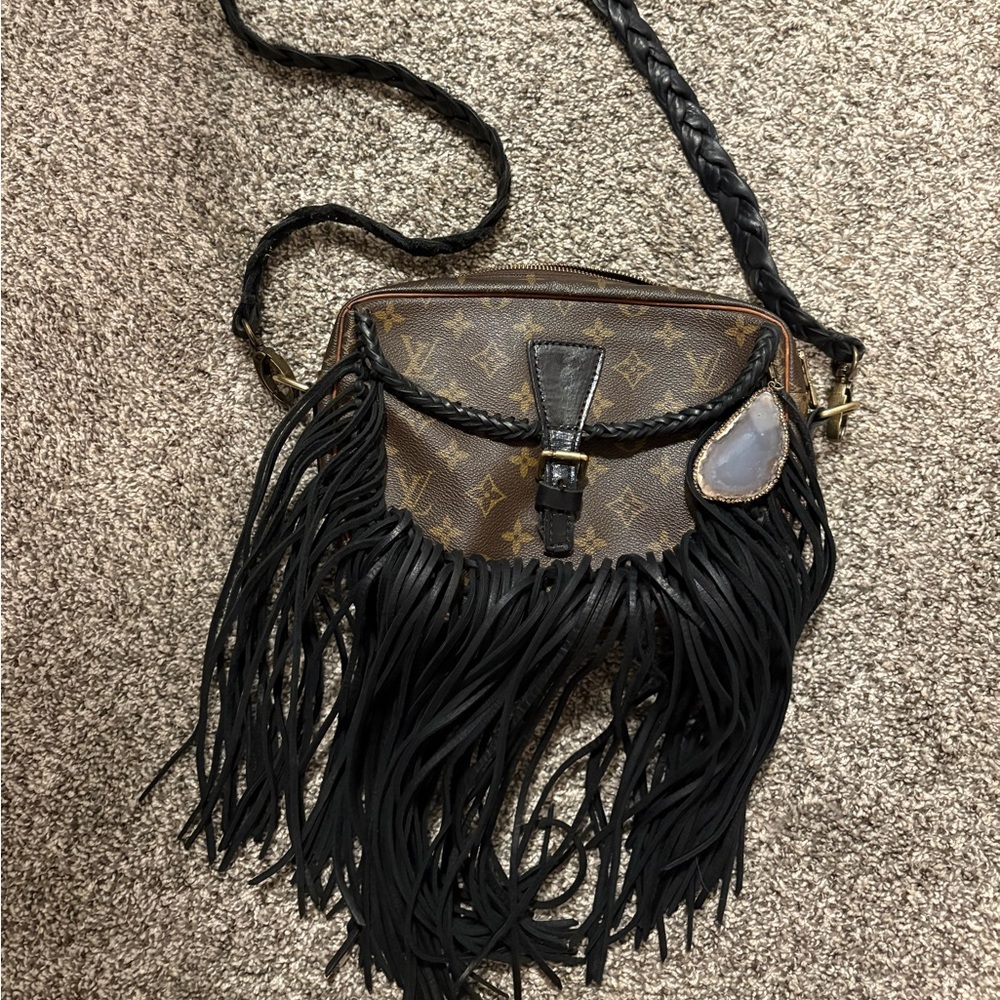 Authentic vintage boho bag Louis Vuitton Black and Brown Fringe Crossbody Bag